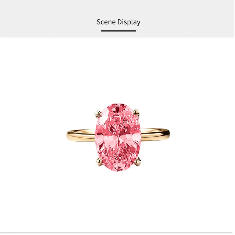 JEWELLWANG 18K Gold Personalisierte Ringe Ovaler Schliff Laborgezüchteter Saphir Padparadscha Ring Damen Verlobungs- und Antragsring Edelschmuck – Detail 14