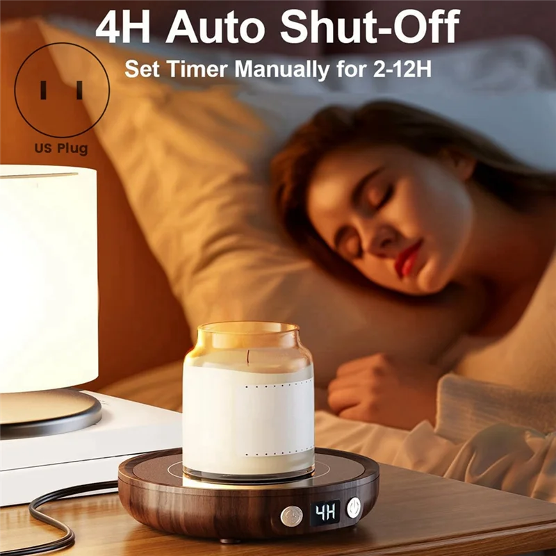 ABLU-เครื่องอุ่นแก้ว,เครื่องอุ่นถ้วยกาแฟ 3 การตั้งค่าอุณหภูมิ,เทียนอุ่นแผ่น,อุปกรณ์กาแฟ US Plug