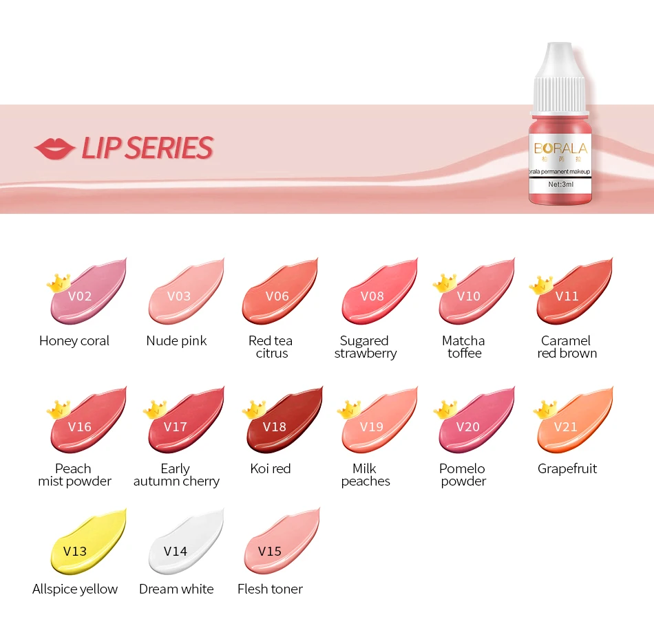 Borala 26 Farben Permanent Make-up Pigment Lippen-Tattoo-Tinten Vegane Augenbrauen Microblading Pigmente 3ml Körperkunst-Tinte für PMU-Künstler – Detail 4