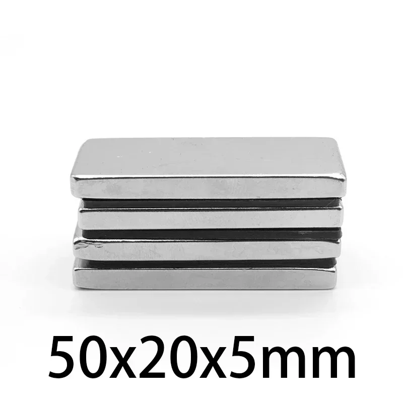 1/2/5PCS 50x20x5mm Quadrate Strong Powerful Magnets N35 Block Rectangular Neodymium Magnet Permanent Fridge Magnets Magnetic