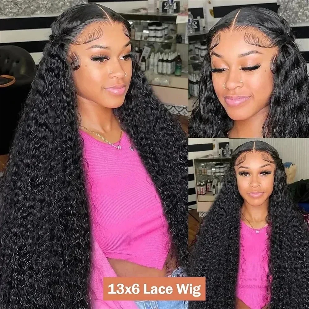 200% Loose Deep Wave 13x6 HD Lace Frontal Wig Brazilian 30 34 Inch Transparent 13x4 Curly Lace Frontal Human Hair Wigs For Women