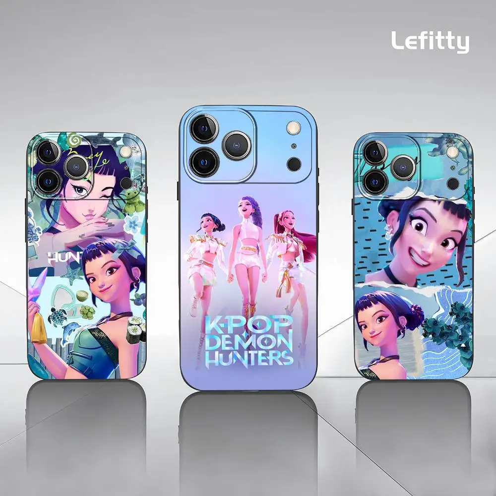 

Kpop D-Demon H-Hunters Phone Case For iPhone 17 16 15 14 13 12 11 Pro Max Plus Mini Black Frosted Soft Shell Funda