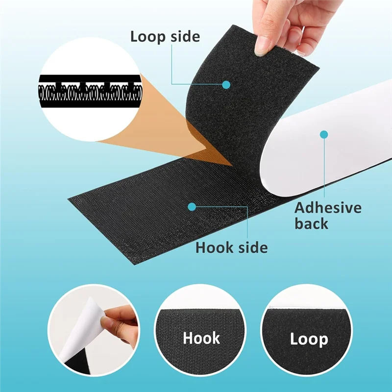AB15-4.4 Inch X16.5 Feet Black Heavy Duty Hook And Loop Tape Adhesive, Keep Couch Cushions From Sliding Or Blowing At Outdoor
