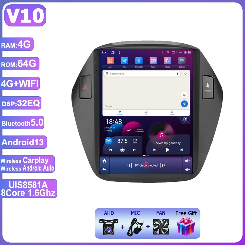 2Din dvd geen dvd Android 14 Auto Multimedia Speler Voor Hyundai Tucson 2 LM IX35 2009-2015 Tesla Stijl radio 4G Wifi Navi Carplay