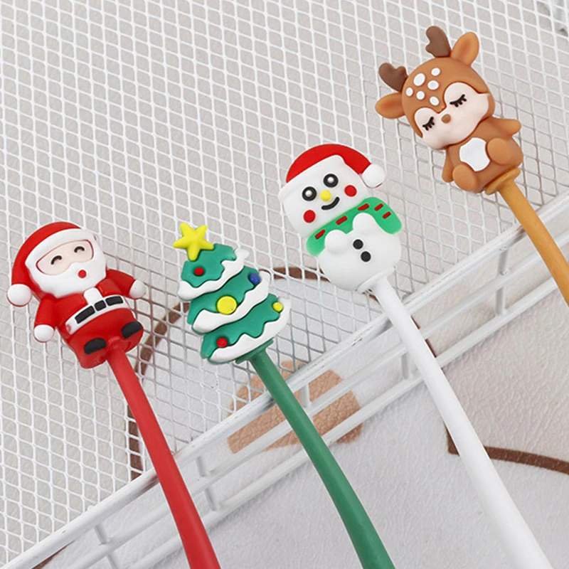 1Pc Christmas Silicone Cartoon Shake Gel Pen 0.5mm Student Kawaii Stationery School Office Supplies Christmas Gifts