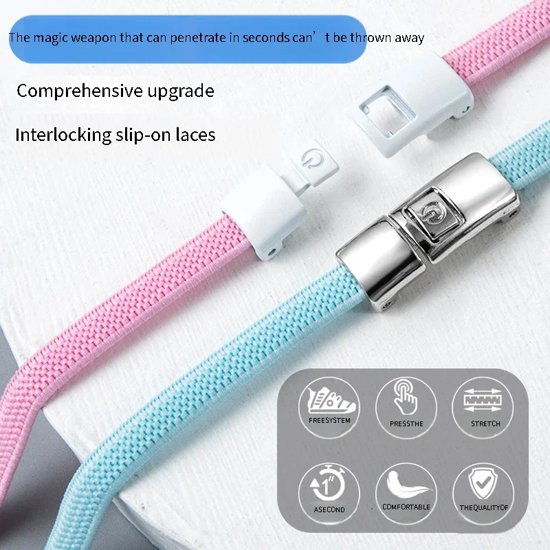 1Pair Elastic Flat Shoelaces Without Ties Kids Adult Lock No Tie Shoelace Laces Sneakers 6mm Width Rubber Bands Shoe Accessories image 3