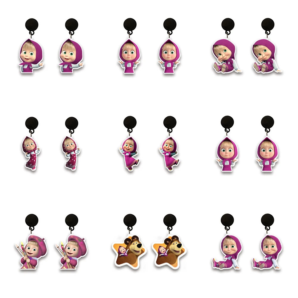 الروسية الكرتون الدب الراتنج مستو الأسود استرخى أقراط قطرة بوهو العصرية الملحقات #1