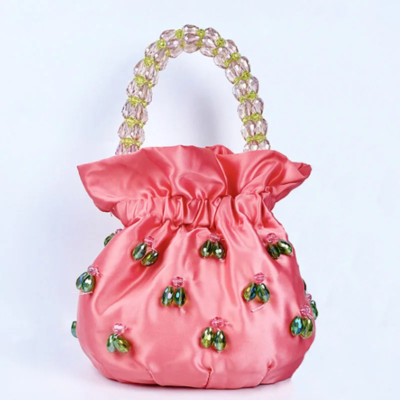 

Handmade beaded satin handbag for women 2024 new fashion and versatile underarm bag bucket bag