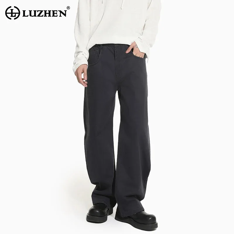 

LUZHEN Fashion Simple Solid Color Casual Denim Pants Men's 2025 Autumn High Quality Handsome Elegant Male Jeans Clothes JY3721