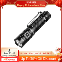 New Sofirn SR12 SFT25 LED 1450lm EDC Spot Flashlight 18650 USB C Rechargeable 6000K Powerful Light IP68 Torch