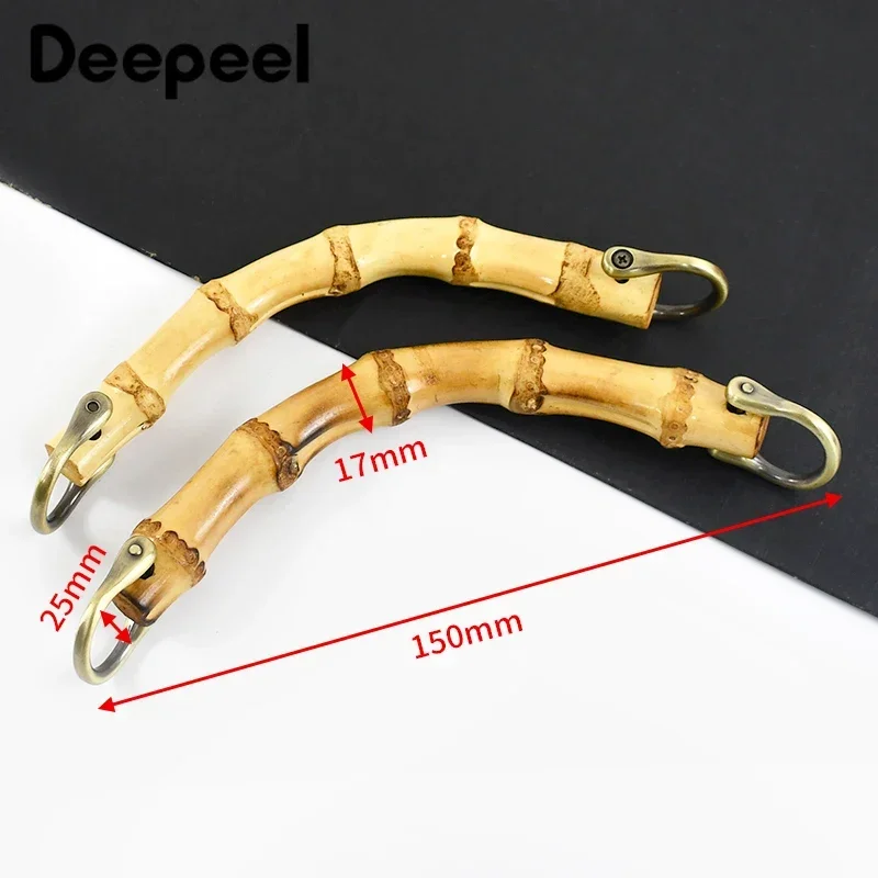 2/4Pcs Deepeel 150mm Bag Handle Bamboo Purse Frame Kiss Clasp for Handbag Wallet Wooden Connector Handles DIY Bags Accessories