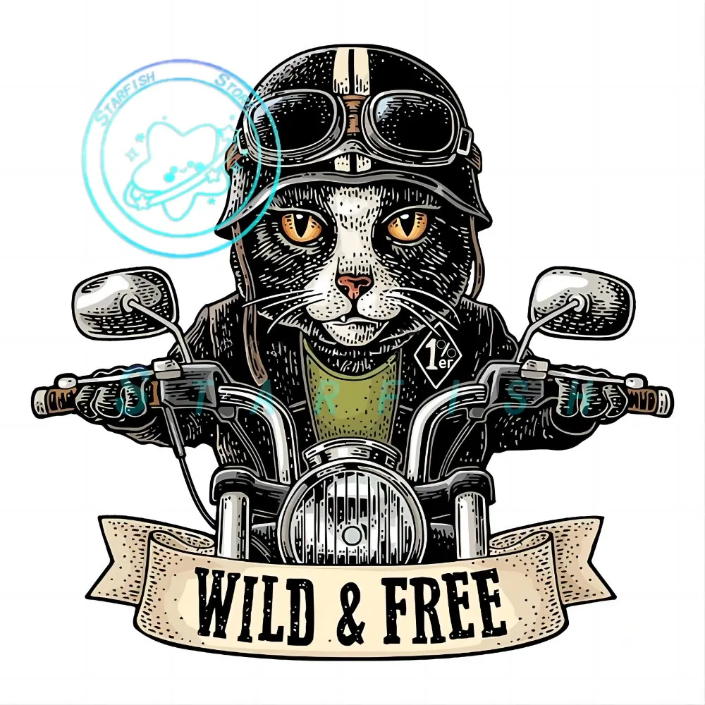 

Cool Cat Rider Motorcycle Body Fuel Tank Windshield Sticker Car Sticker Refrigerator Trunk Decoration Sticker