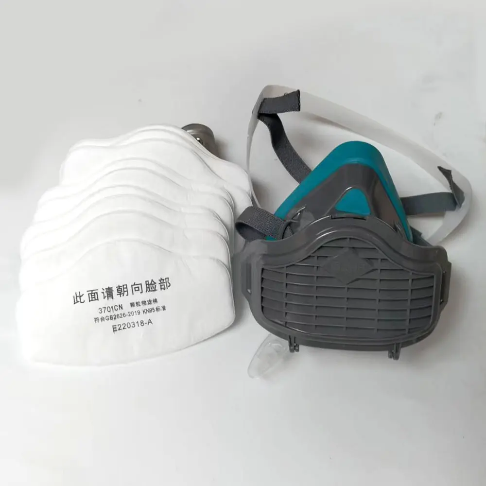 Half Face Dust Mask Respirator Dust-Proof Work Safety Rubber Mask Cotton Filter For DIY House Clean Carpenter Builder Polishing