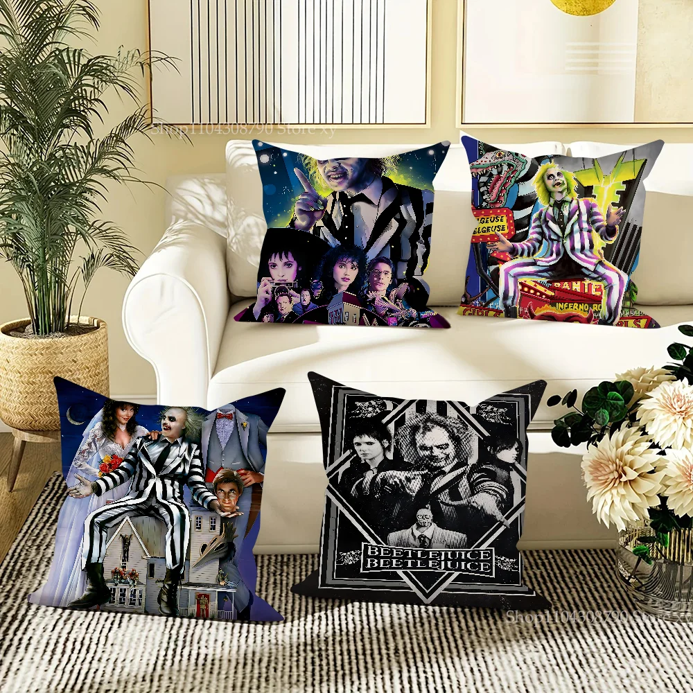 B-Beetlejuice Movie Pillow Case Square Pillow Bedroom Sofa Leisure Comfort Cushion Car Living Room Home Decoration