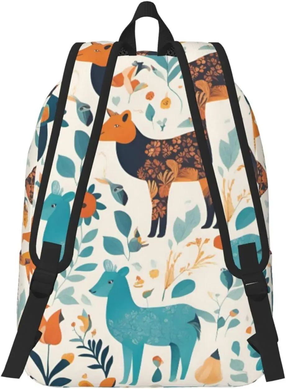 Cute Floral Animal Pattern 1 Canvas backpack, lightweight and casual travel bag, comfortable and spacious