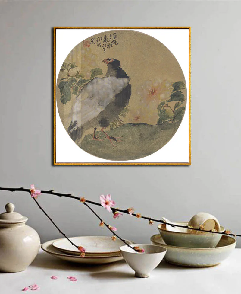 

Chinese minimalist flower and bird Canvas Poster and printed wall art painting living room bedroom home decoration painting