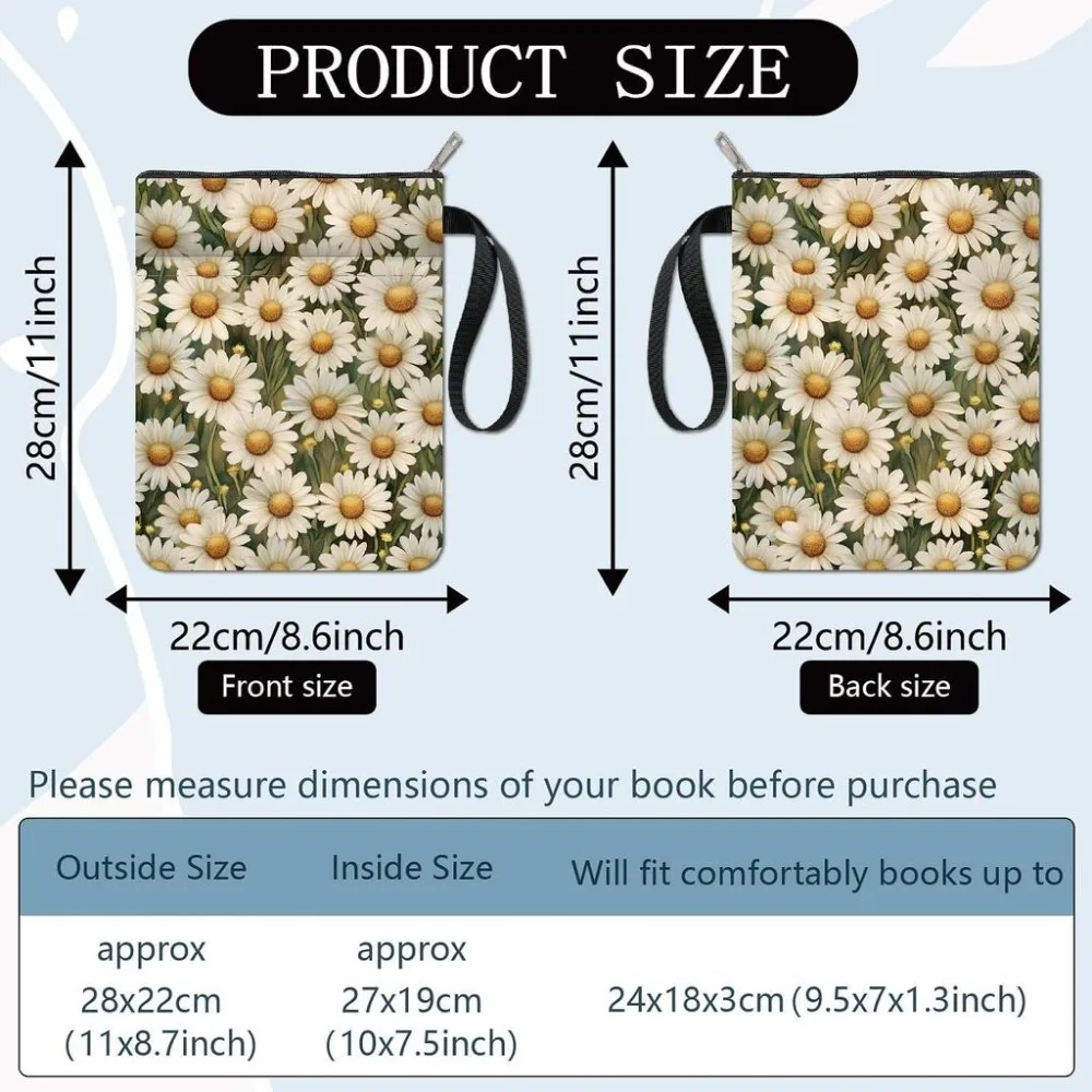 Daisy Book Sleeve Flower Book Covers Botanical Floral Book Protector for Hardcover Washable Cloth Fabric Notebook Cover