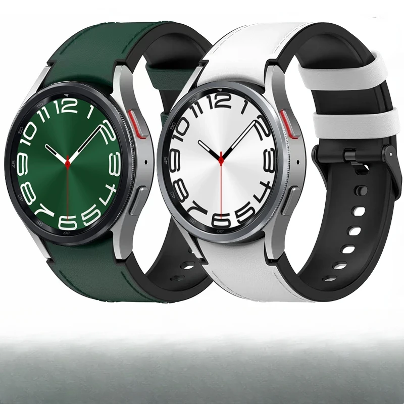 Pulseira de silicone + couro para samsung galaxy watch 7/6/5/4 44mm 40mm sem lacuna pulseira durável para relógio 47mm 42mm 43/46/45mm correa