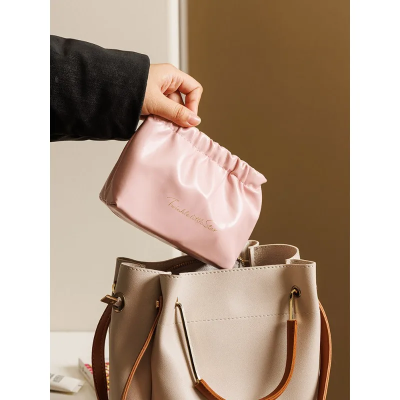 

Mini Slim Makeup Pouch Elastic Cosmetic Bag Capacity Automatic Closure Data Cable Storage Bag Travel Toiletry Organizer Bag