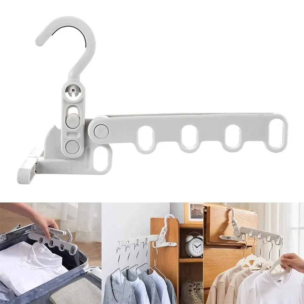 2026 New Hotels Multi‑function Clothes Hook Five‑hole Foldable Clothes Drying Rack Angle Adjustable Clothes Hanger Travel
