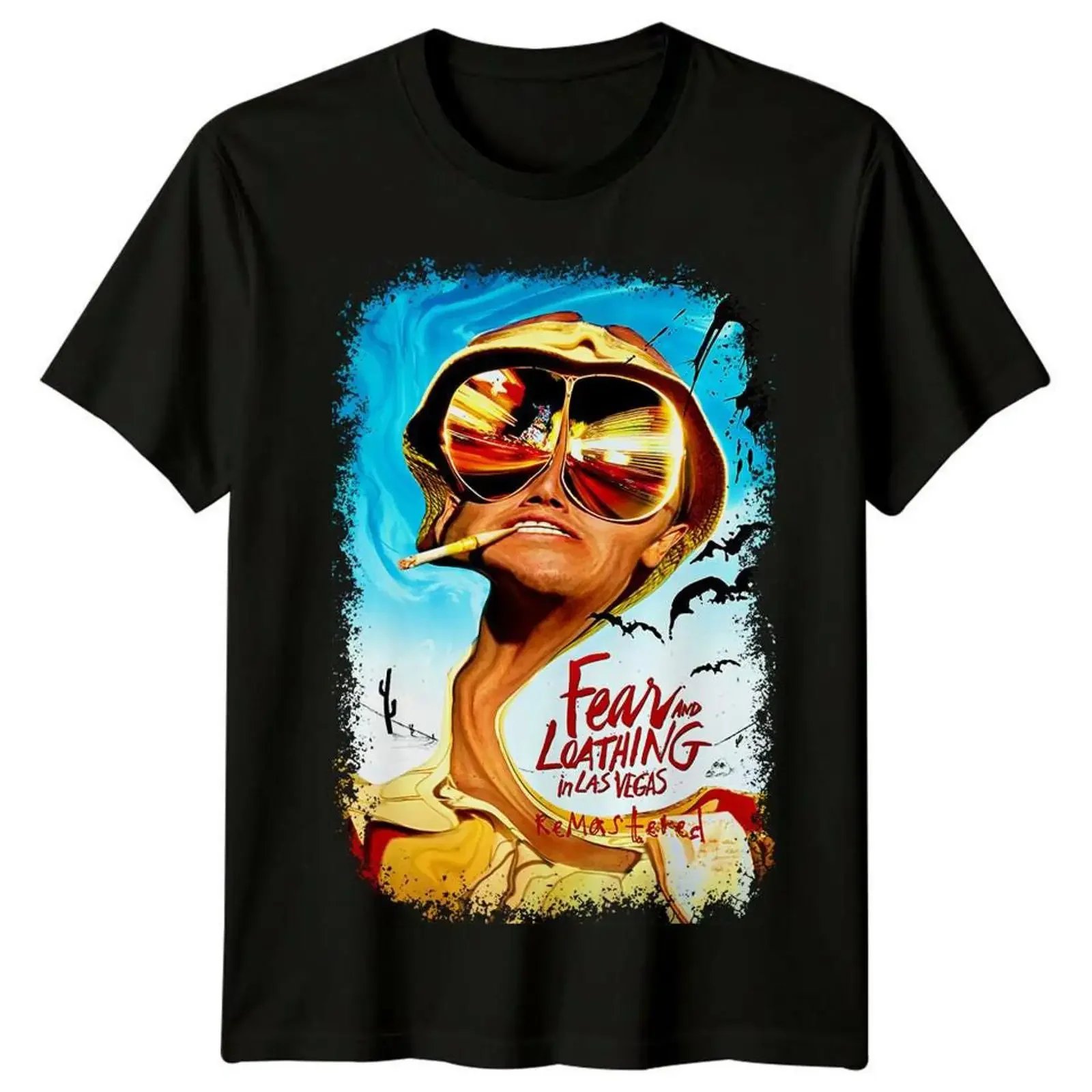 Fear and Loathing T Shirt 1998 Movie Poster Art Cotton vintage Washed designer clothes Casual streetwear Comfortable Stretched