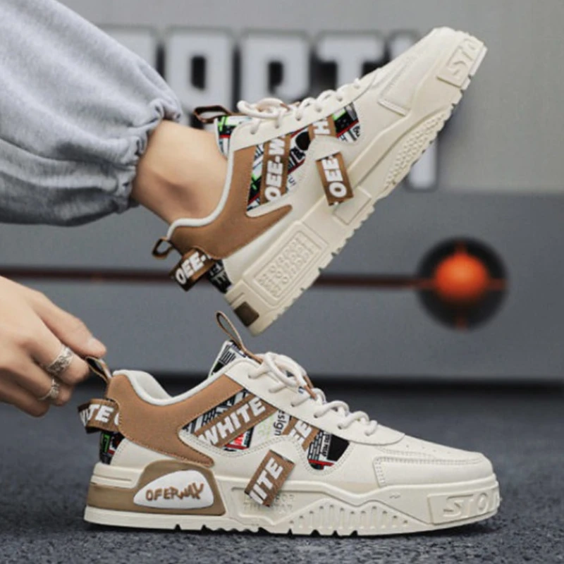 Heren Casual Sneakers Nieuwe 2024 Mesh Ademende Skateboard Herenschoenen Modieuze Veterschoenen Joggingtrainingsschoenen