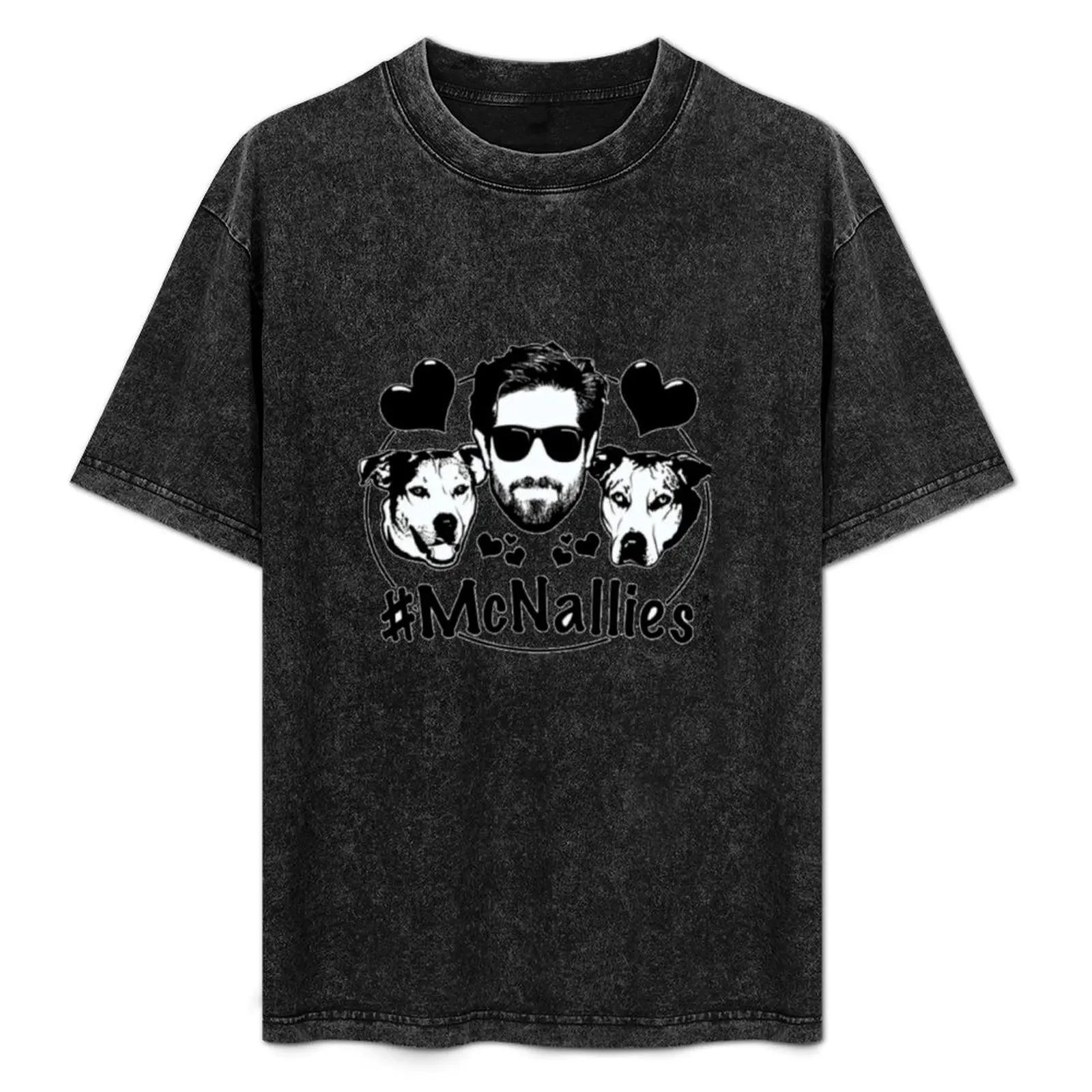 

2 dogs with guy T-Shirt Industrial Work Tee Shirt
