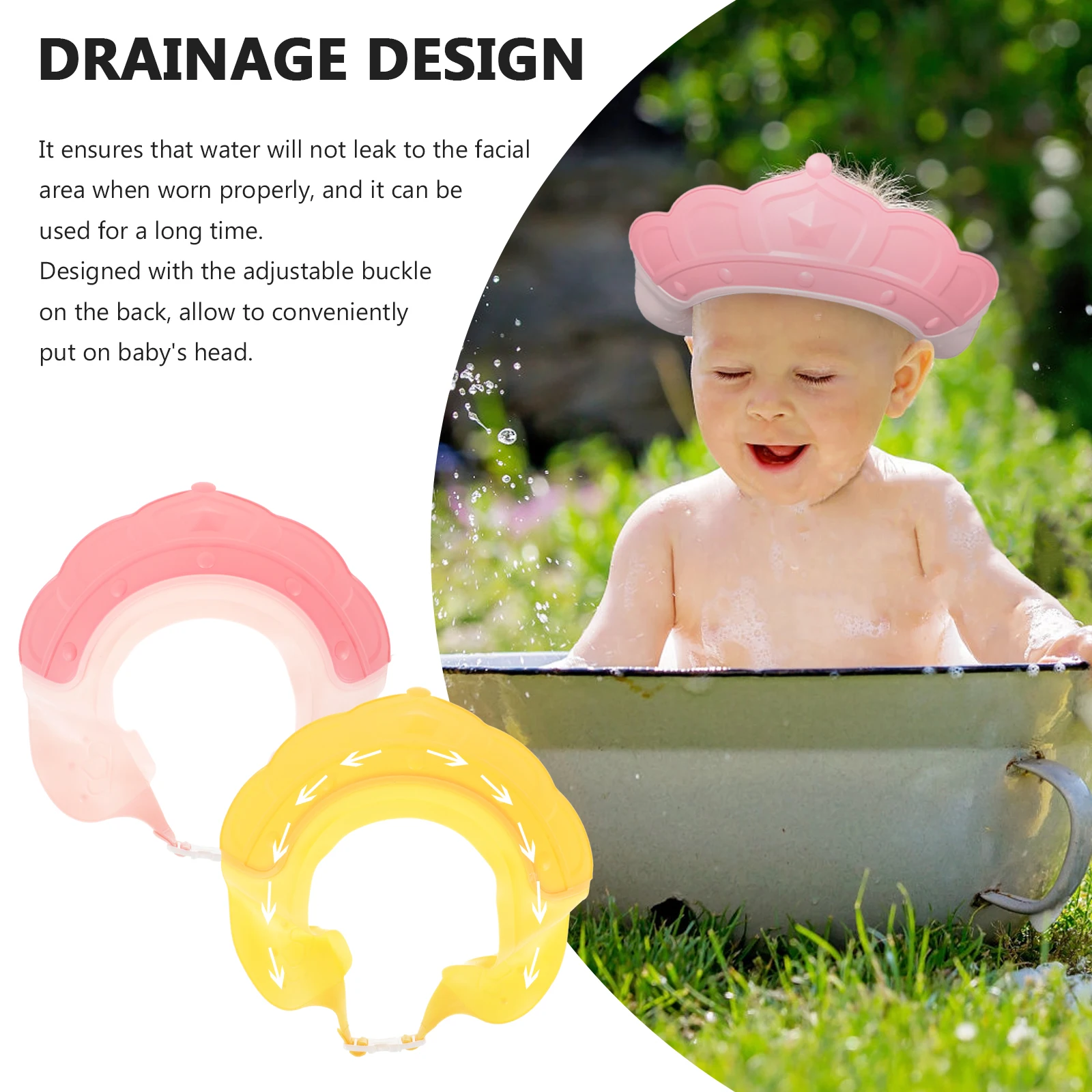 

2 шт., детская шапочка для душа для мытья волос, регулируемый козырек для ванны для малышей, водонепроницаемый щиток для мытья волос, детская шапочка для душа