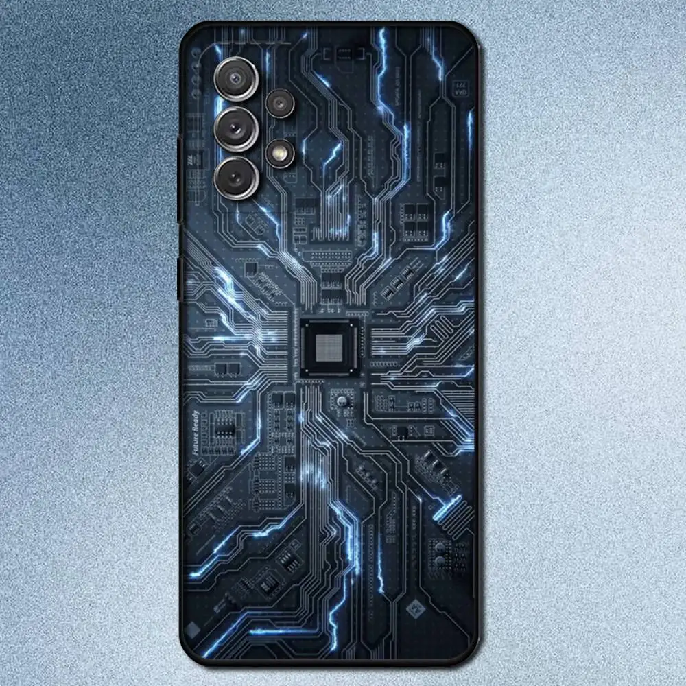 حافظة هاتف رائعة بشريحة إلكترونية لهاتف سامسونج S25، S24، S21، S22، S23، S30، Ultra، S20، Plus، Fe، Lite، Note، 10,9,5G غطاء أسود