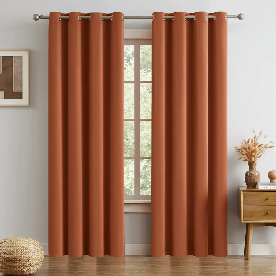 

Blackout Curtain for Bedroom 52 x 84 Inch Length 2 Panels Thermal Insulated Room Darkening 70s Curtains for Living Room Grommet