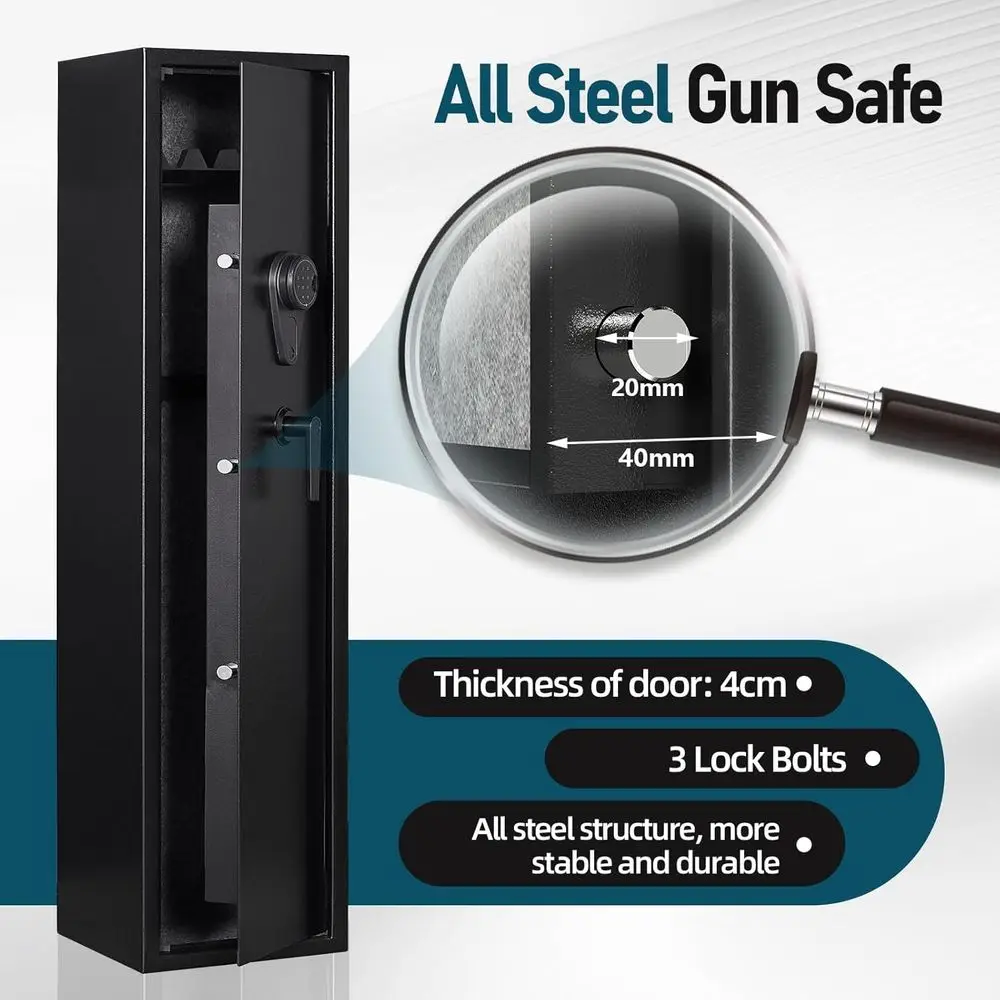 Home Security Electronic Safe for Firearms: Rifle and Pistol Storage Cabinet with Adjustable Shelves and Racks