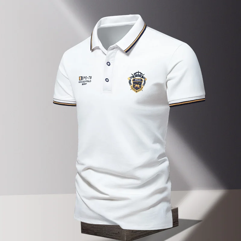 Men's high quality summer new lapel men's short sleeve polo shirt fringe embroidery business casual men's polo shirt M-4XL 903