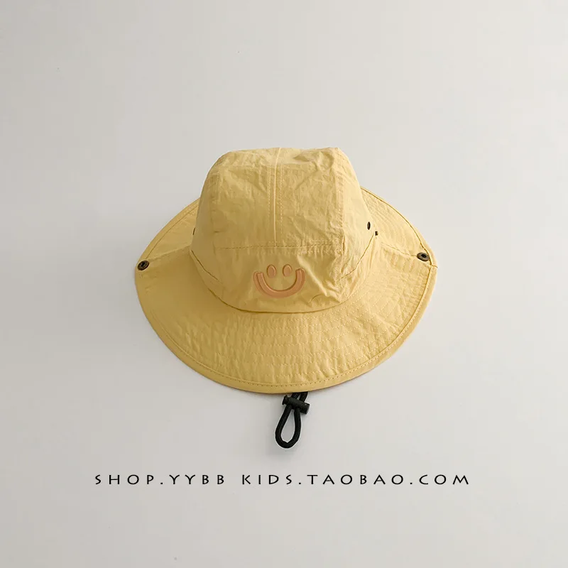 Summer Children Cute Smiley Simple Everything Stylish Boys and Girls Outing Sun Protection Large Brimmed Fisherman Hat