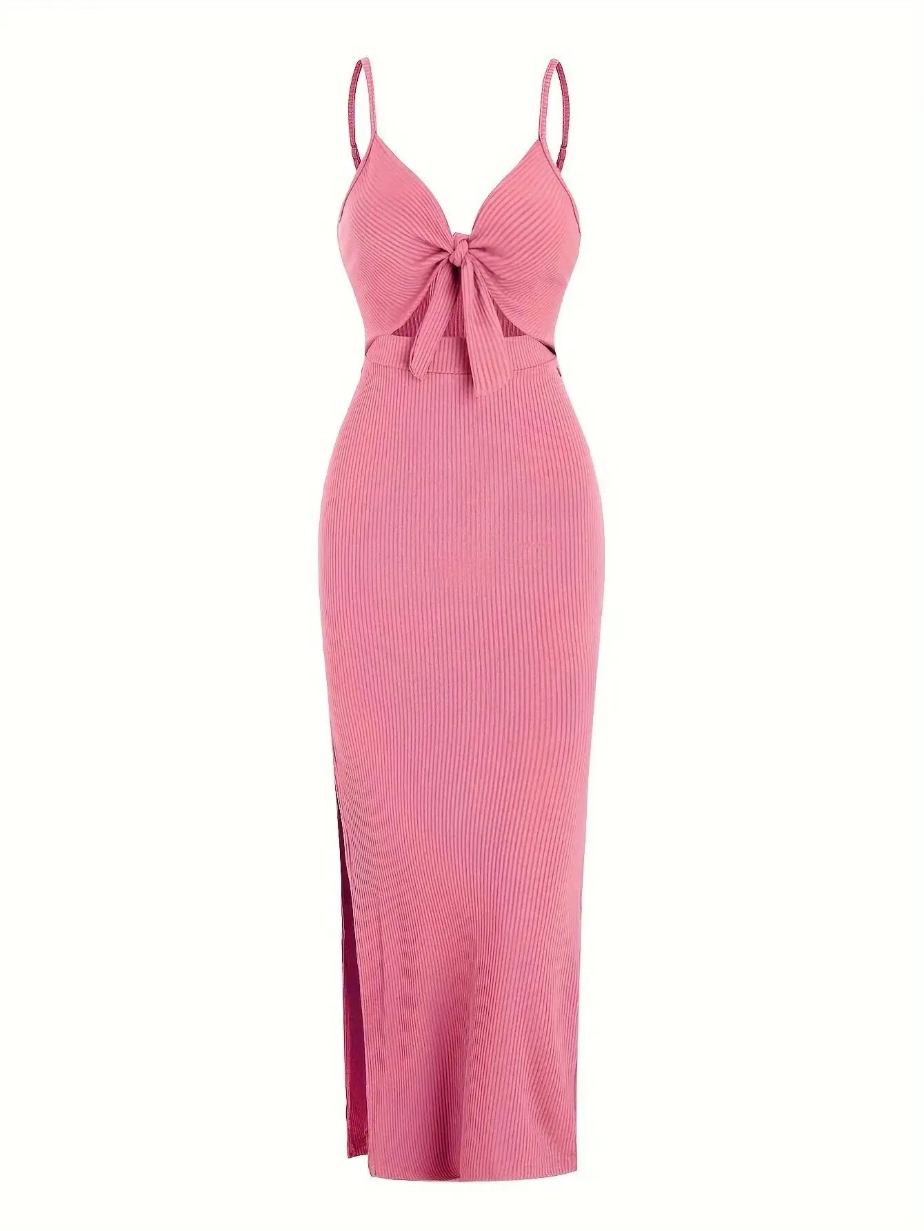 

Europe And America Knit Simple Sleeveless Suspender Dress In Spring And Summer, Leaking Back And Sexy Long Skirt With Neck. P6L4
