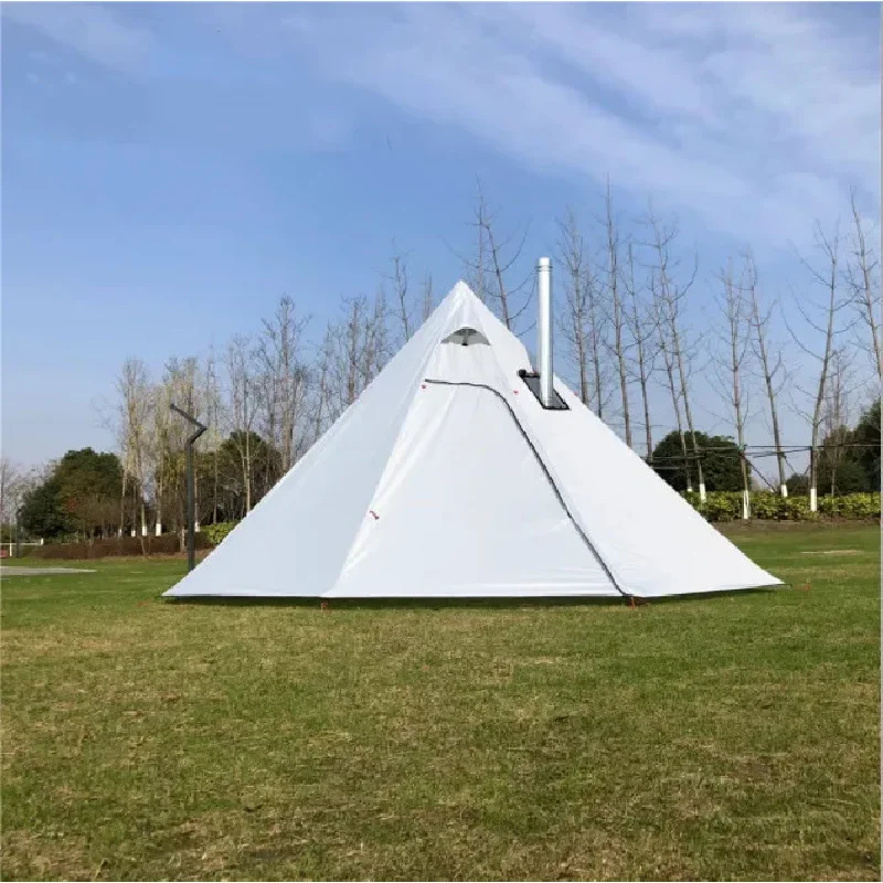 

Camping use roof top tent with chimney design for cooking