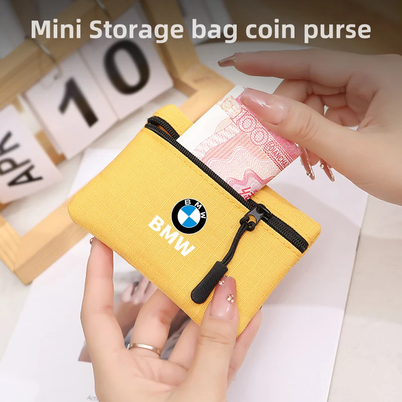 Zipper Purse Car Logo Key Case Coin Storage Bag Mini Wallet For BMW E46 E90 E60 F10 E39 F30 F10 E36 E87 E90 E70 E91 E30 G30 G20