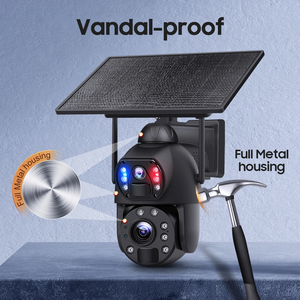 Uoulyn 10W 6M 20X Zoom Dual View Outdoor 4G EU (Afrika) Netwerk Solar PTZ CCTV Camera met Volledig Metalen Behuizing