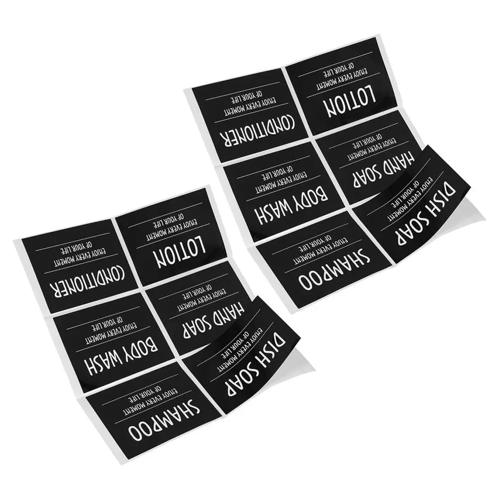2Sets Waterproof Bathroom Organization Labels Self-Adhesive Stickers for Shampoo Conditioner Body Wash Dispenser
