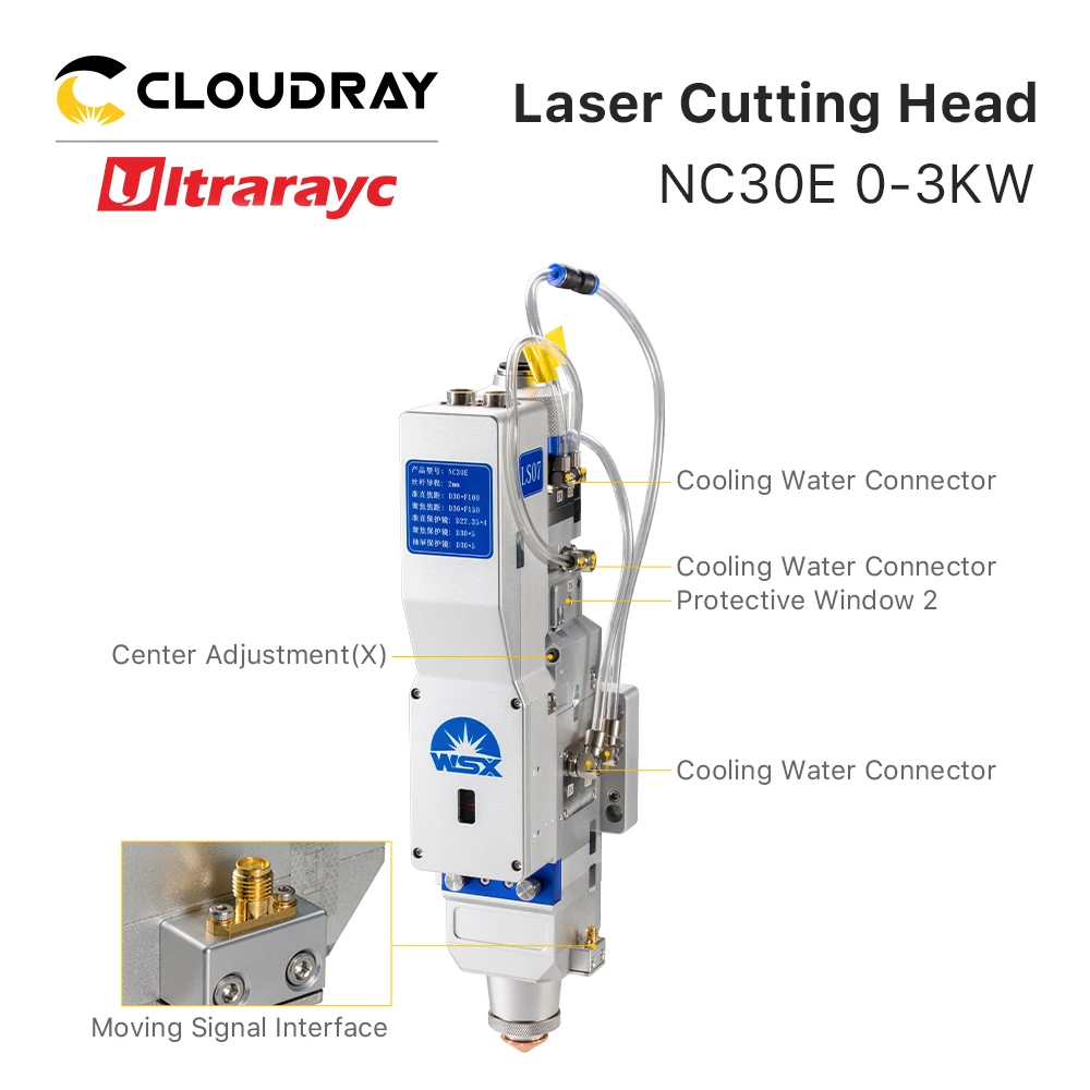 Ulrarayc WSX 0-3KW messa a fuoco automatica NC30E connettore QBH testa di taglio Laser a fibra FL100 FL125 FL150 per il taglio di metalli