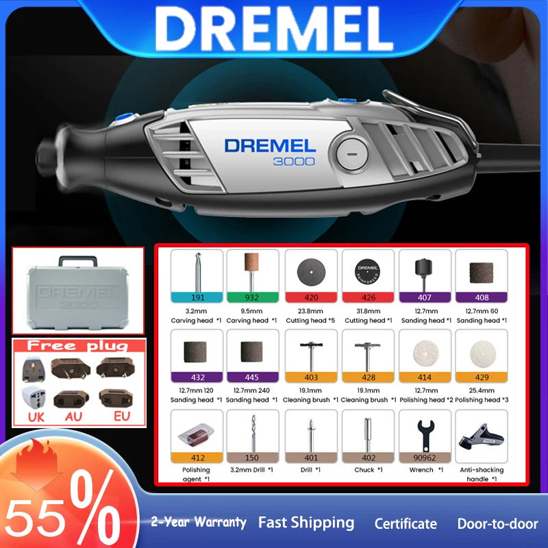 120W Rotary Tool Professional DREMEL Electric Grinder Variable Speed Motor Carving Polishing Cutting Sanding Grinding Power Tool