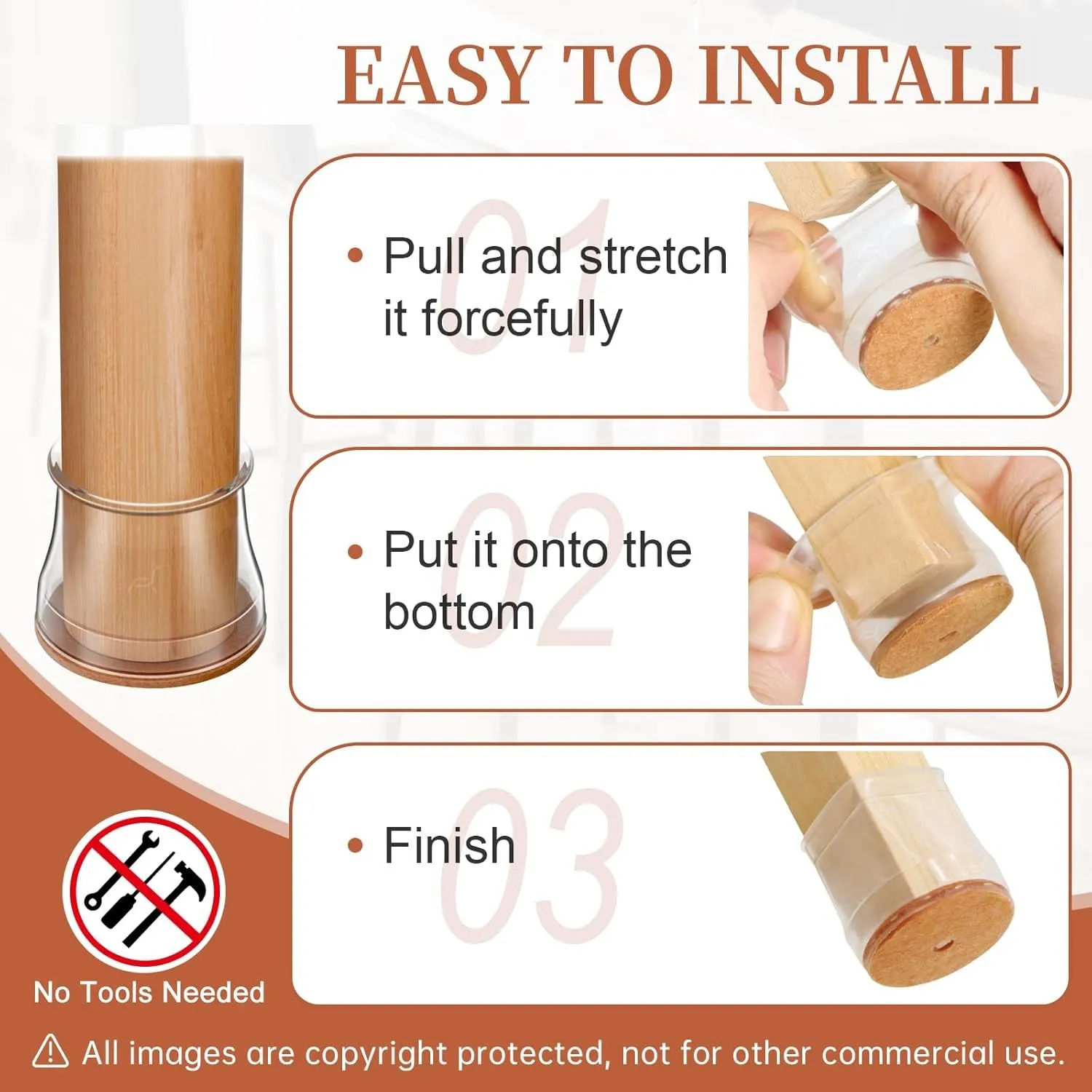 8개입 의자 다리 바닥 보호대 실리콘 커버 펠트 패드 긁힘 방지 소음 감소 하드우드 가구 다리 캡