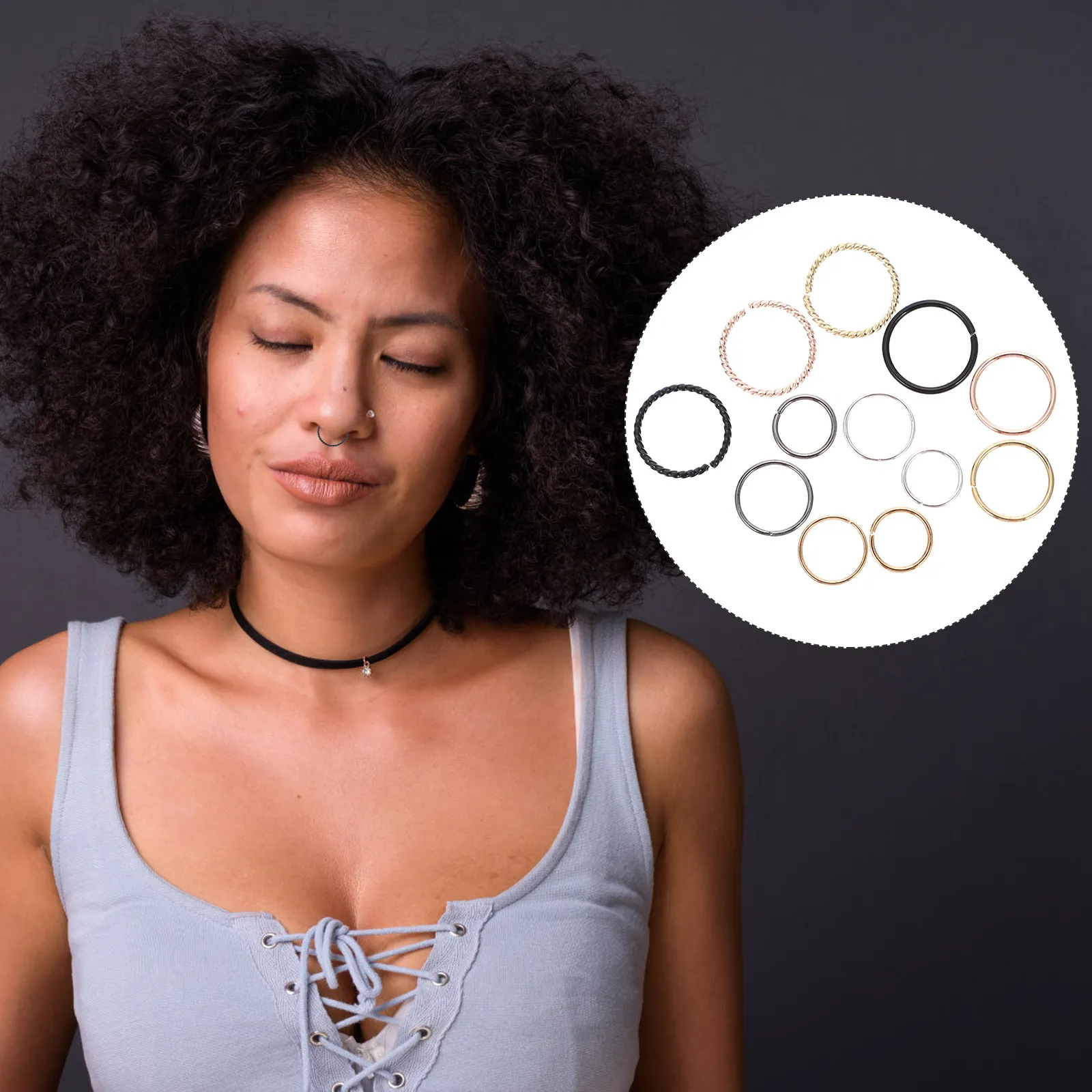2 Juegos de Piercings para la Nariz, Aros, Joyería Decorativa, Pendientes para Mujer