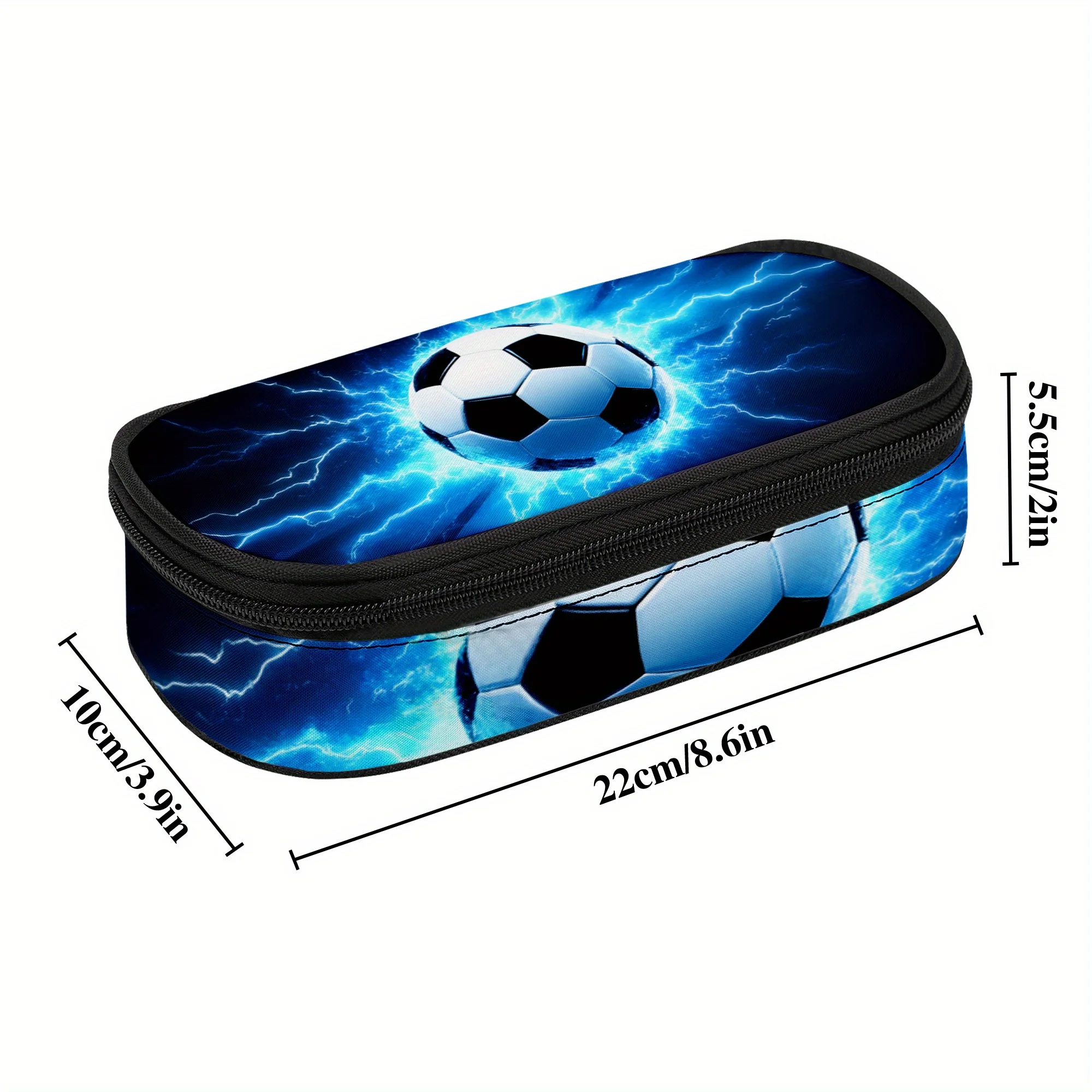 Soccer Ball Pencil Case with A Zipper Energy Game Makeup Bag Suitable for School Supplies Travel for Both Teenage Girls and Boys