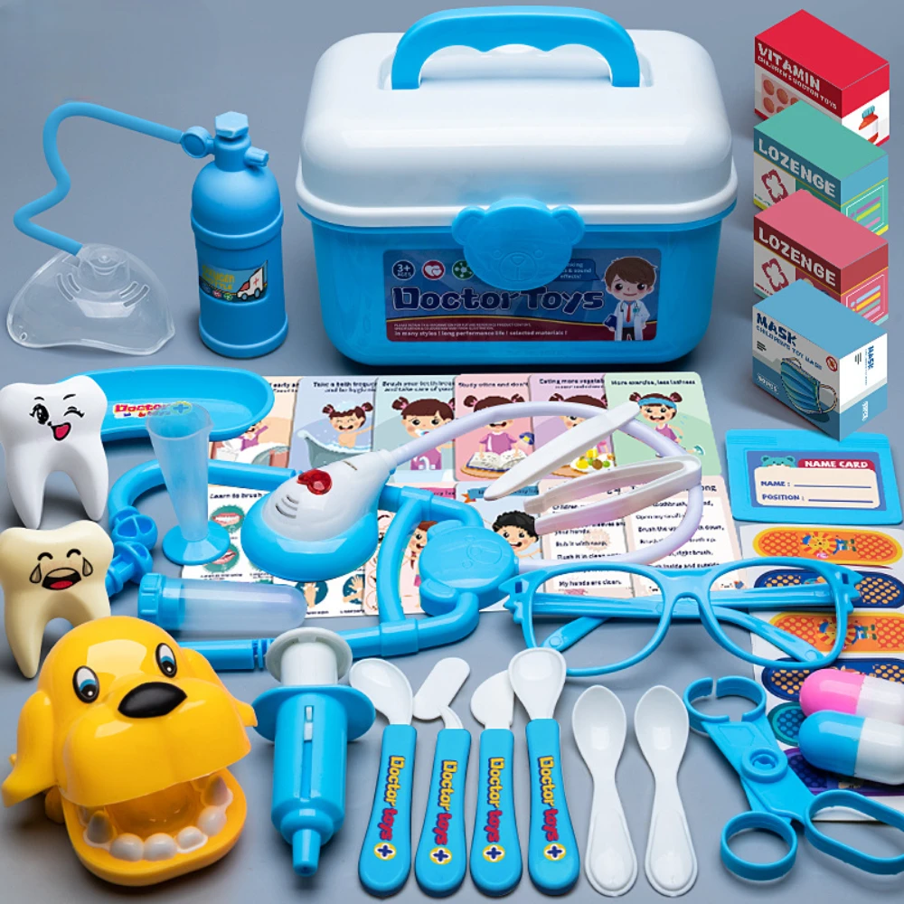 Kit de doctor WizKidz para niños pequeños, conjunto médico de juegos con estetoscopio iluminado y herramientas de dentista, juego de simulación y disfraces para niñas y niños