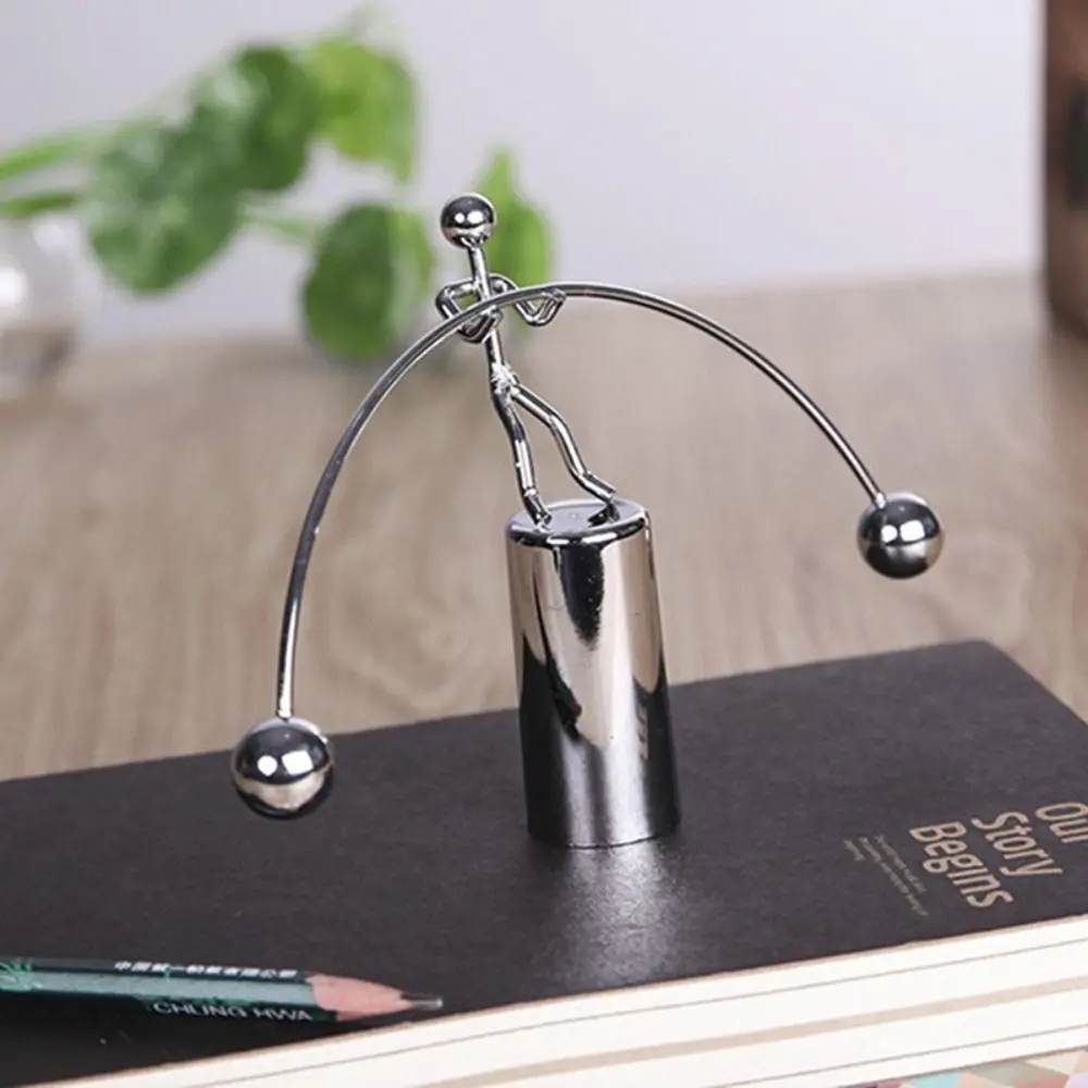 Stainless Steel Balance Ball Toy Pendulum Cradle Home Decor Balance Iron Man Ornaments Weightlifter Kinetic Art