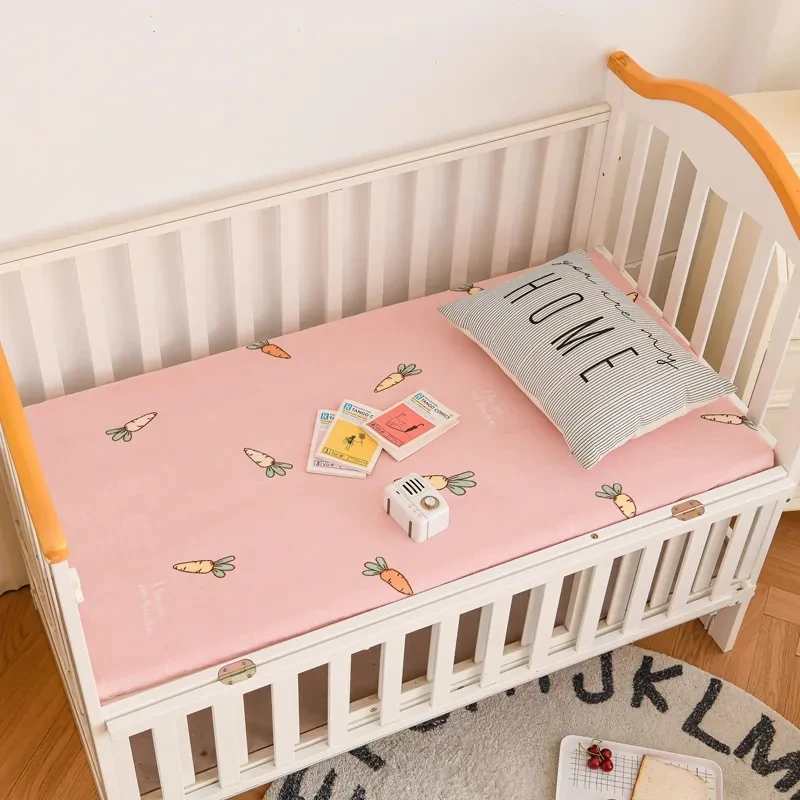 

Autumn Winter Thickened Children's Bed Fitted Sheets Short Plush Crib Mattress Protective Cover Warm Baby's Cot Fitted Sheets