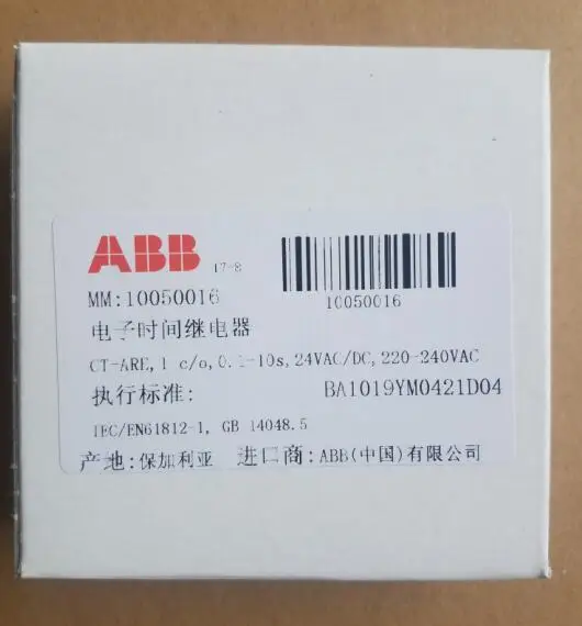 Original ABB Time Relay CT-ARE, 1 C/o, 0.1-10s 24VAC/DC, 220-240VAC