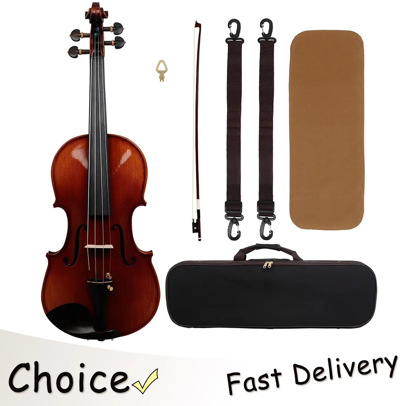 Astonvilla 4/4 Acoustic Violin Entirely Handmade Spruce Violin Fiddle with Case Bow Beginners Professional 4/4 Violin AV-901