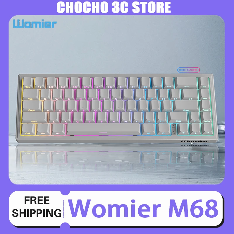 

Womier M68 He игровая клавиатура проводной контурный драйвер Esport 0,04rt Socd магнитный переключатель клавиатура на заказ 0,125 мс 8k RGB аксессуары