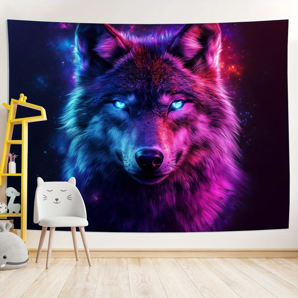 VIKAMA Vibrant Wolf Totem Tapestry Living Room Sofa Backdrop